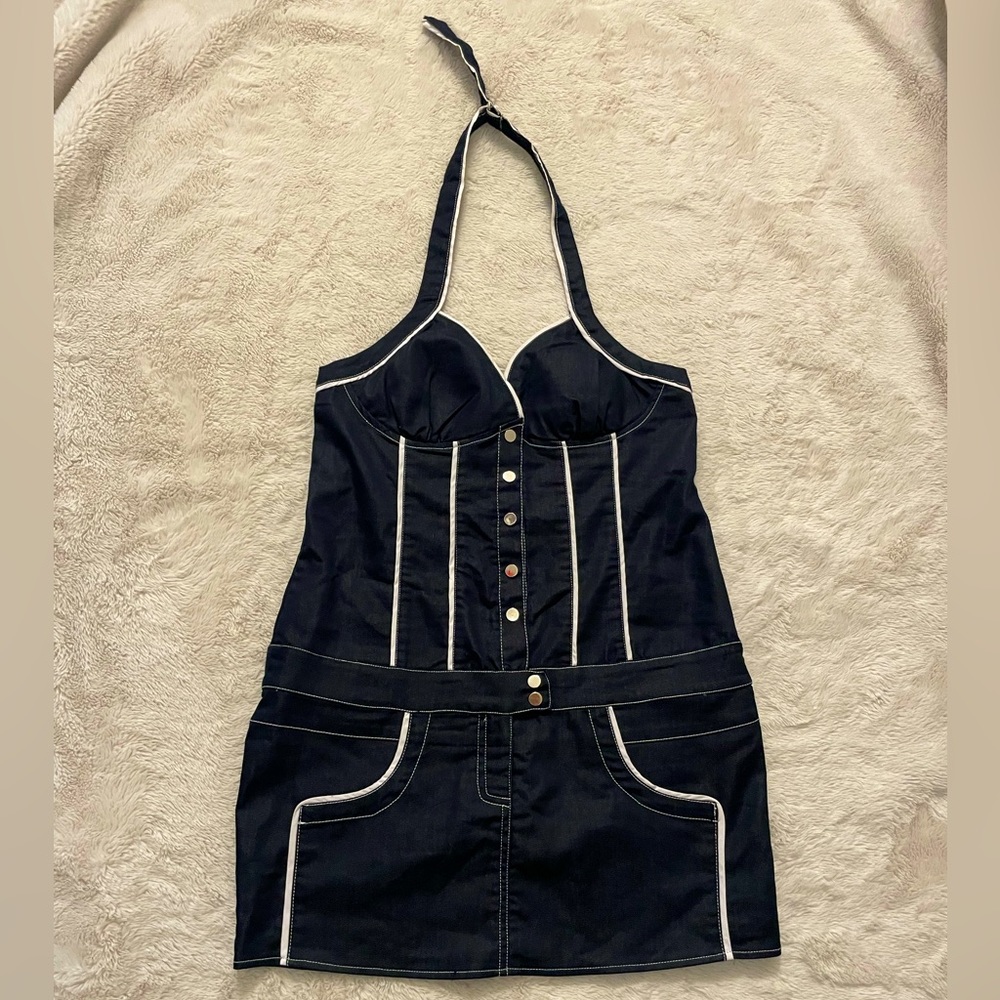 Vintage Denim look Halter dress